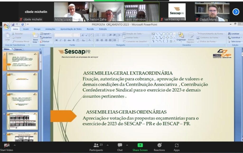 SESCAP-PR realiza Assembleias Gerais Ordinárias e Extraordinária e aprova orçamento para 2023